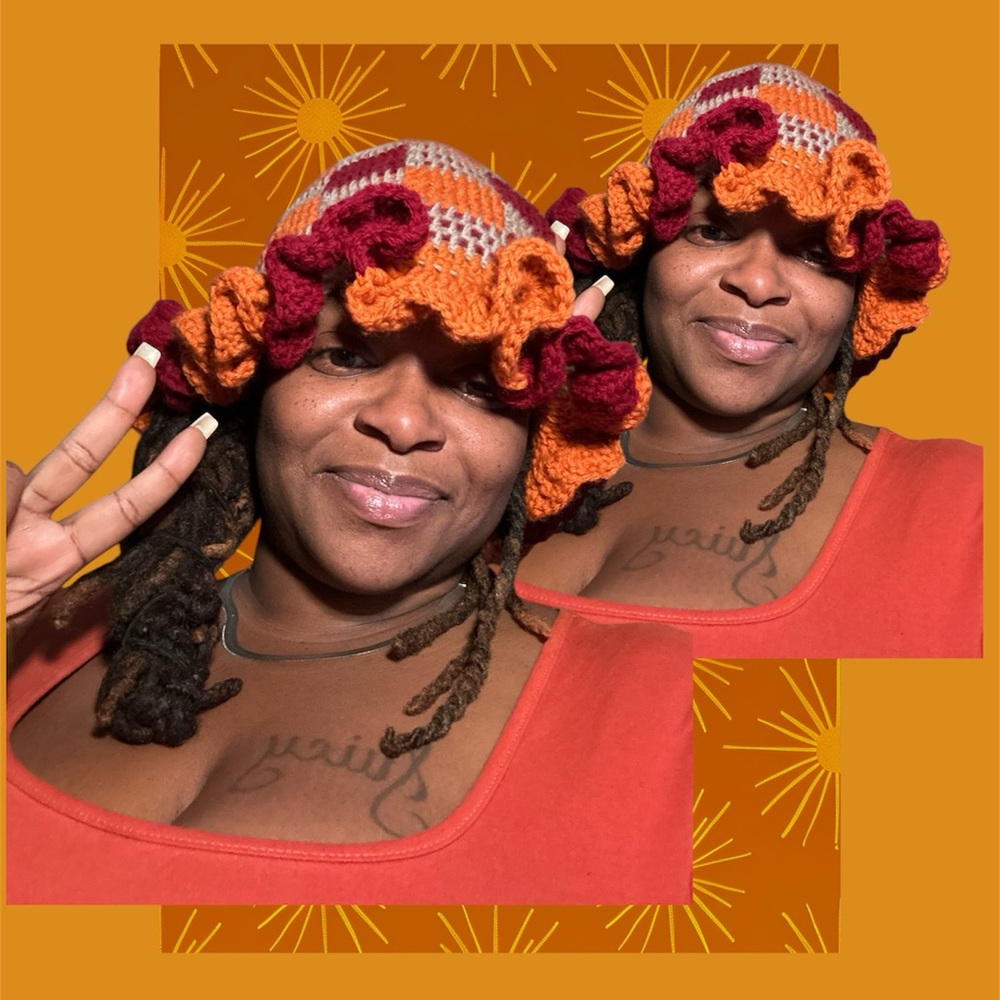 Handcrafted Checkered Ruffle Hat